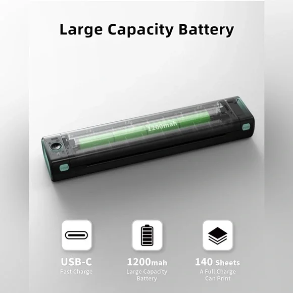 A4 Portable Blutooth Thermal Printer Supports A4 Paper Compatible with Phone